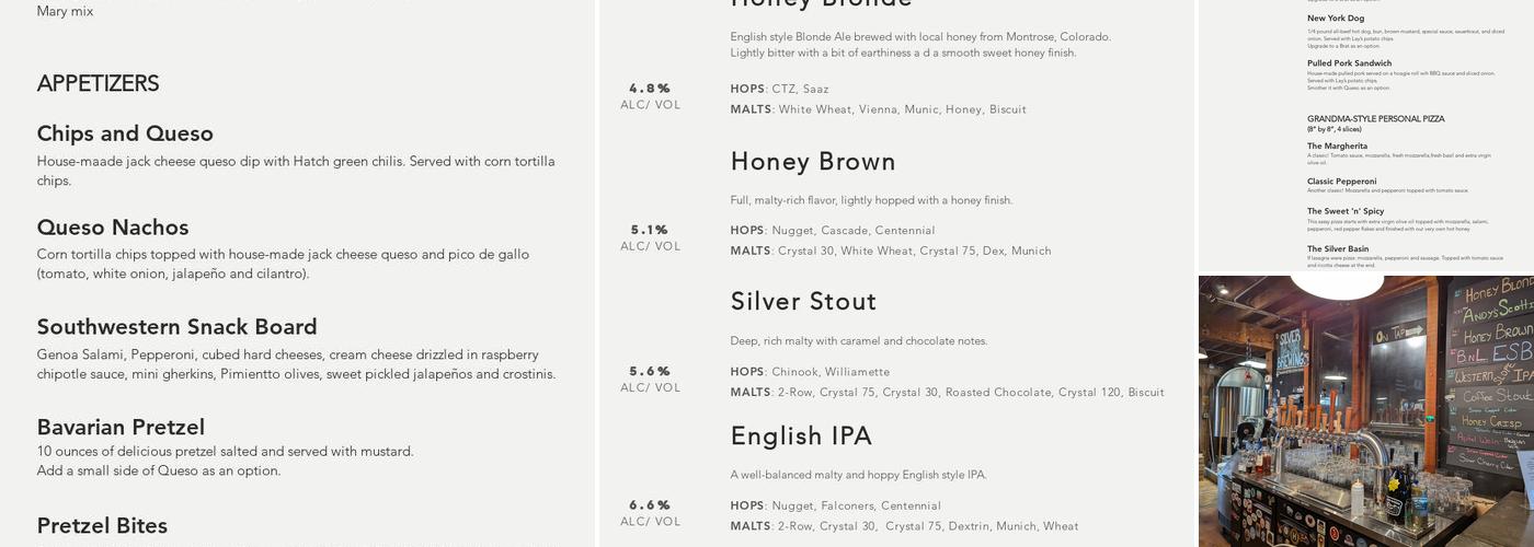 Silver Basin Brewing Menu