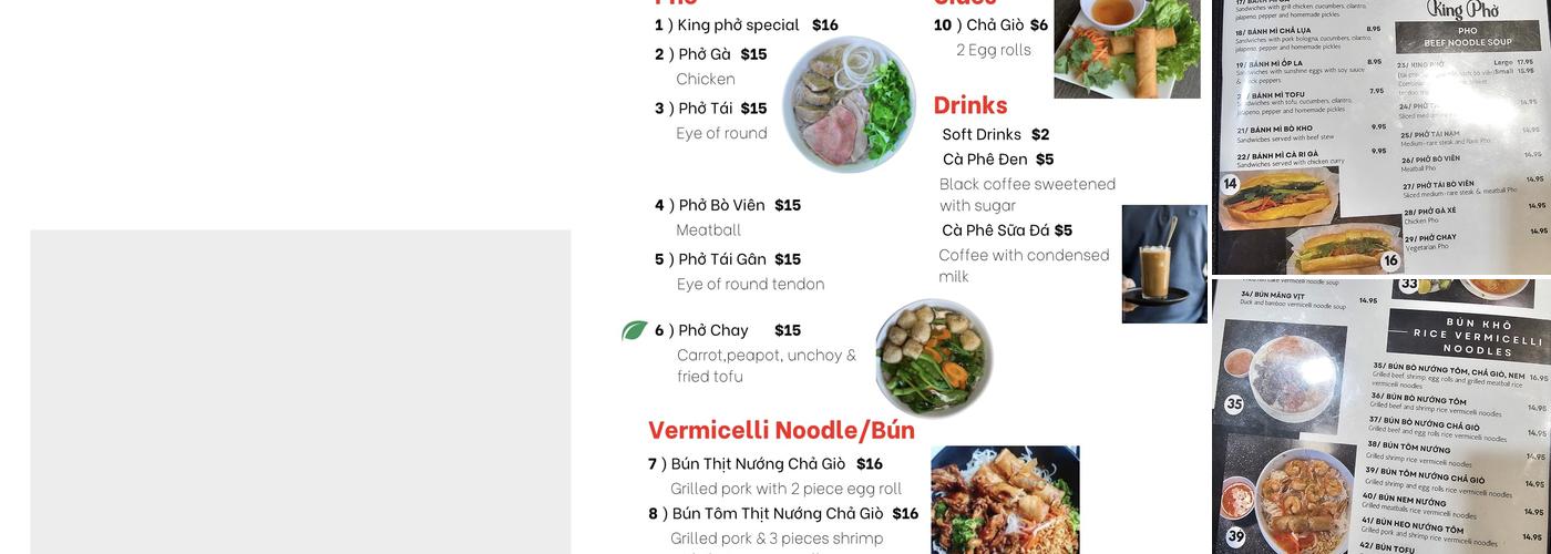 King Phở Menu