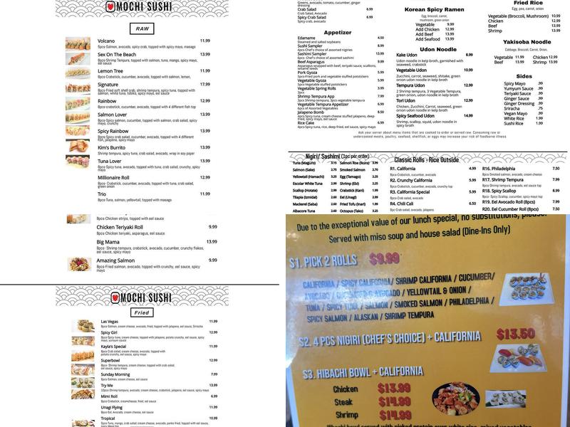 Mochi Sushi Menu