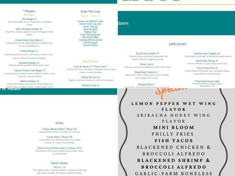 Seaside Bar & Grill Menu