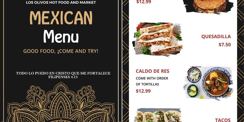 Los Olivos Hot Food and Market Menu