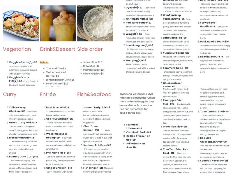 Kin Dee Thai & Pho Menu