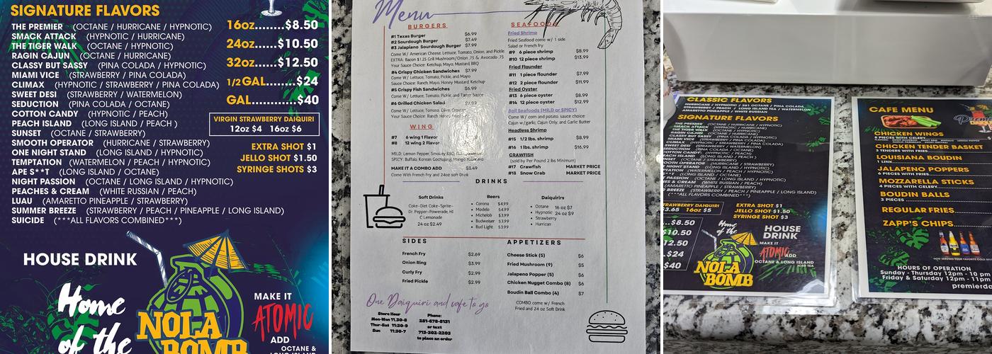 Premier Daiquiris Menu