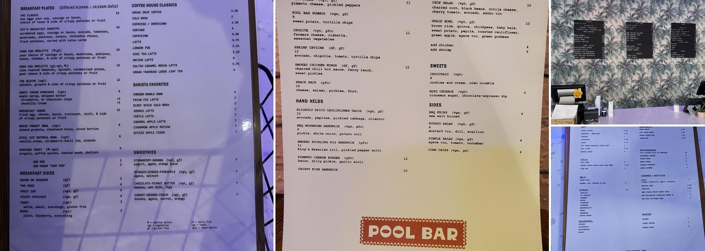 Pool Bar & Bodega Menu