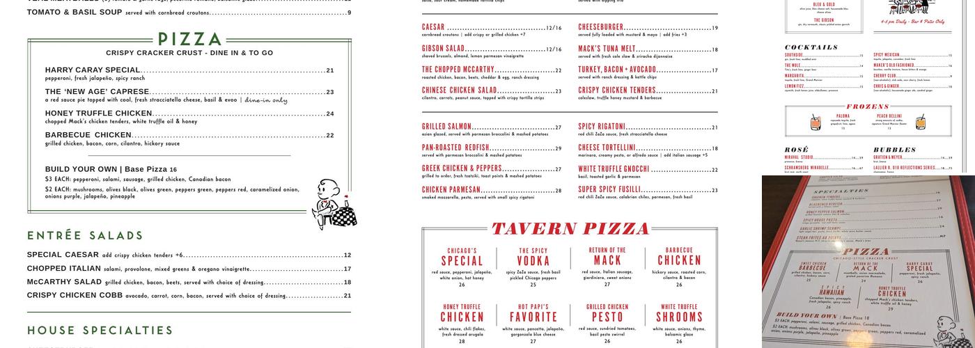 D.L. Mack's Menu