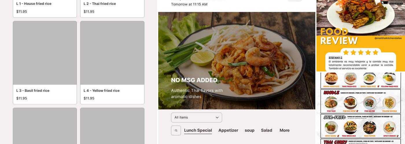 Mali Thai Kitchen Menu