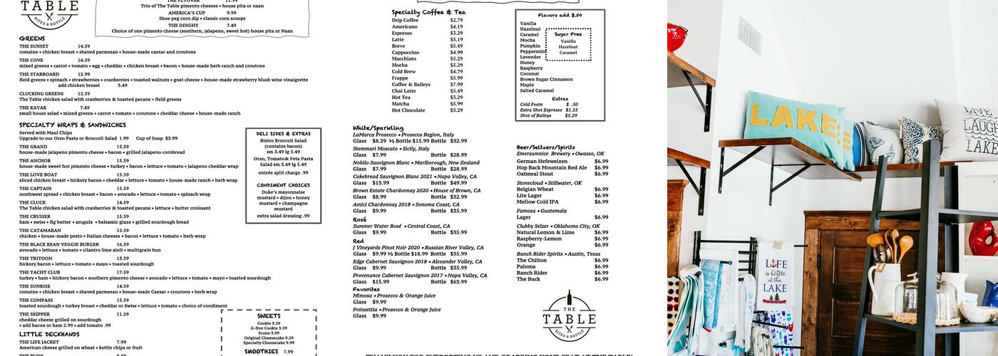 The Lakehouse & The Table Menu