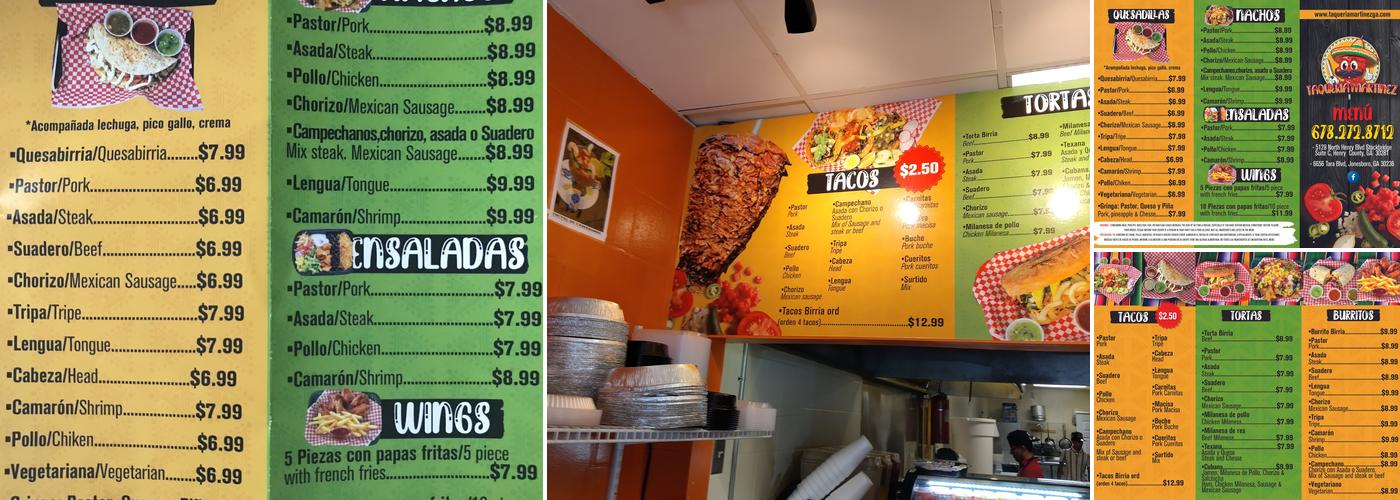 Taqueria Martinez Menu