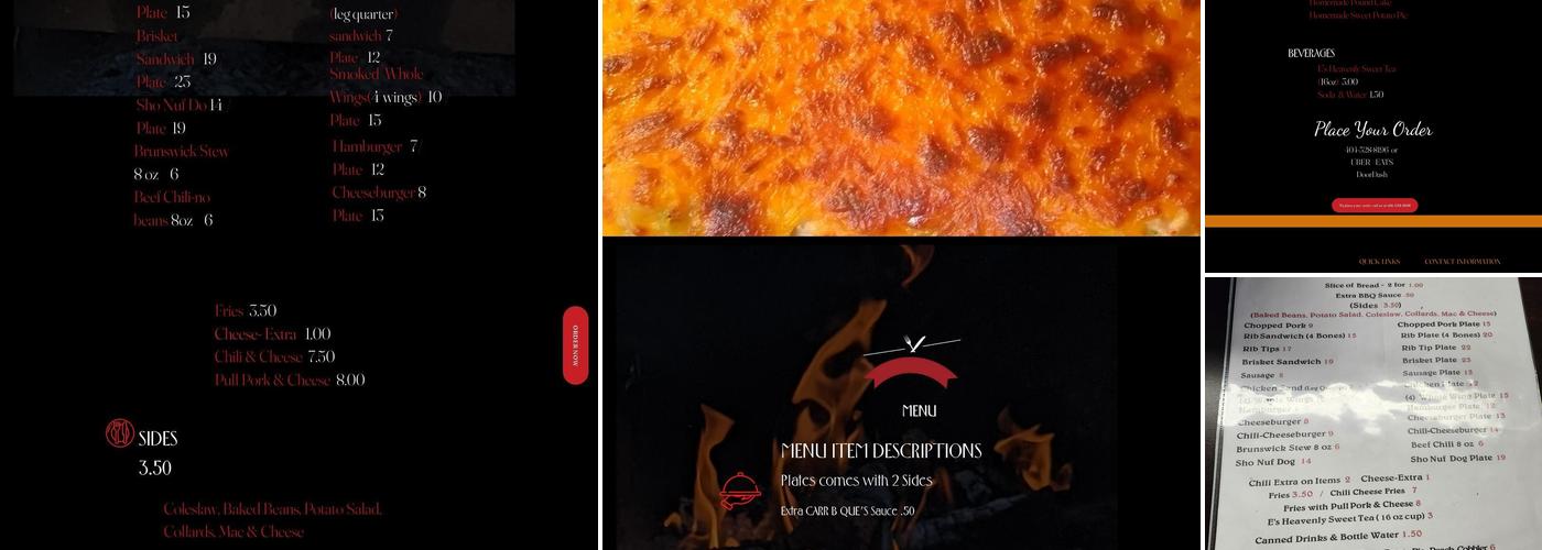 CARR B QUE'S Menu