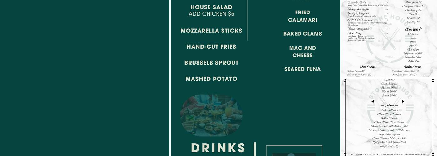 Stone House Bar and Grill Menu