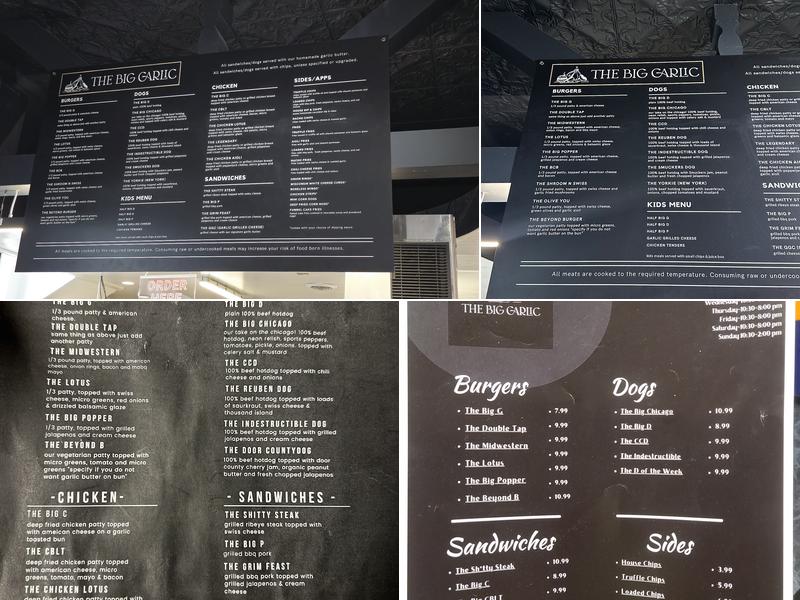The Big Garlic Menu