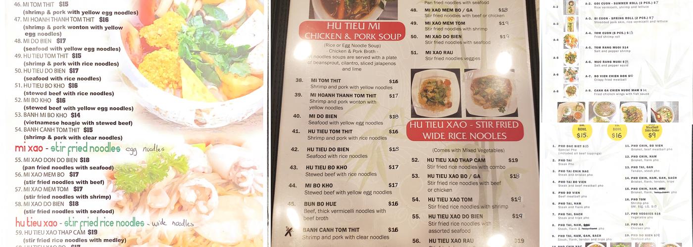 Pho Ben Menu