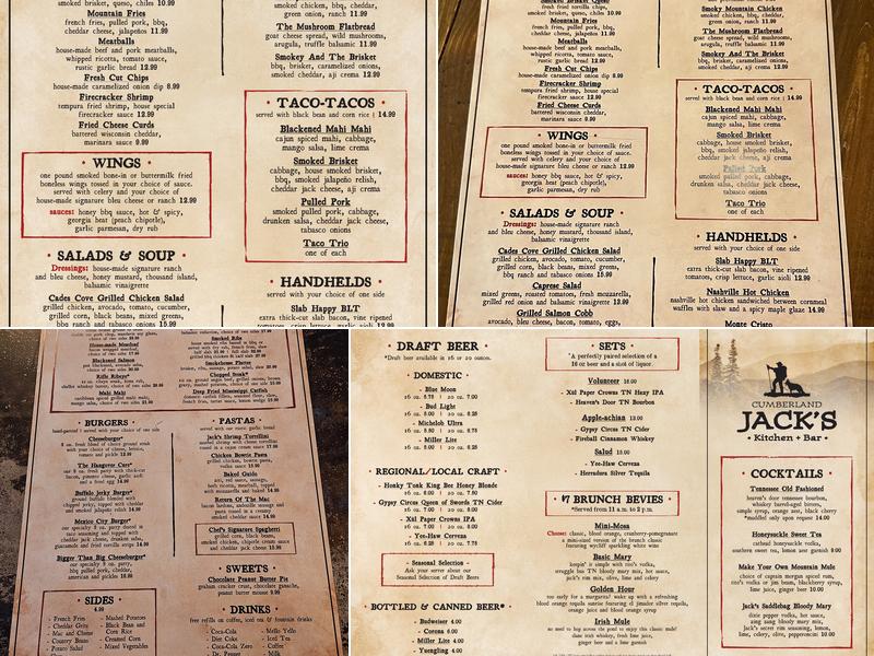 Cumberland Jacks LeConte Kitchen Menu