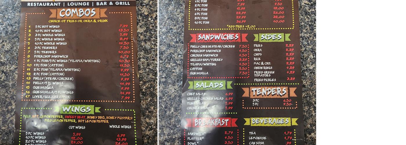WINGZ 2 GO Menu