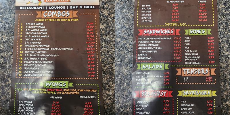 WINGZ 2 GO Menu