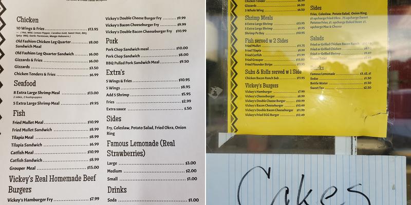 Vickey's Menu