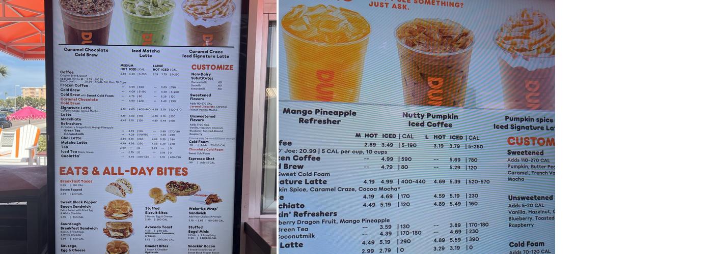 Dunkin' Menu
