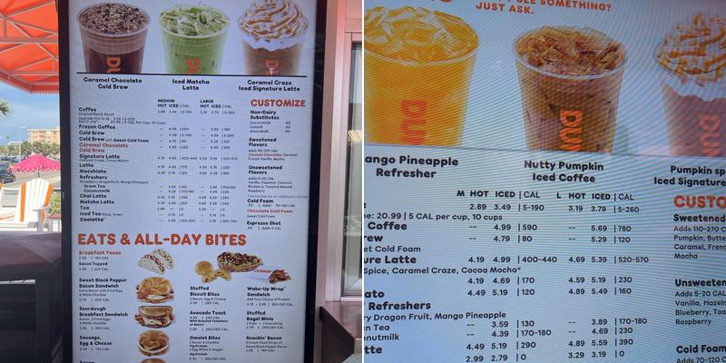 Dunkin' Menu