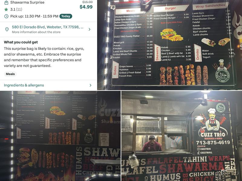 Cuzz Trio Shawarma & Grills Menu