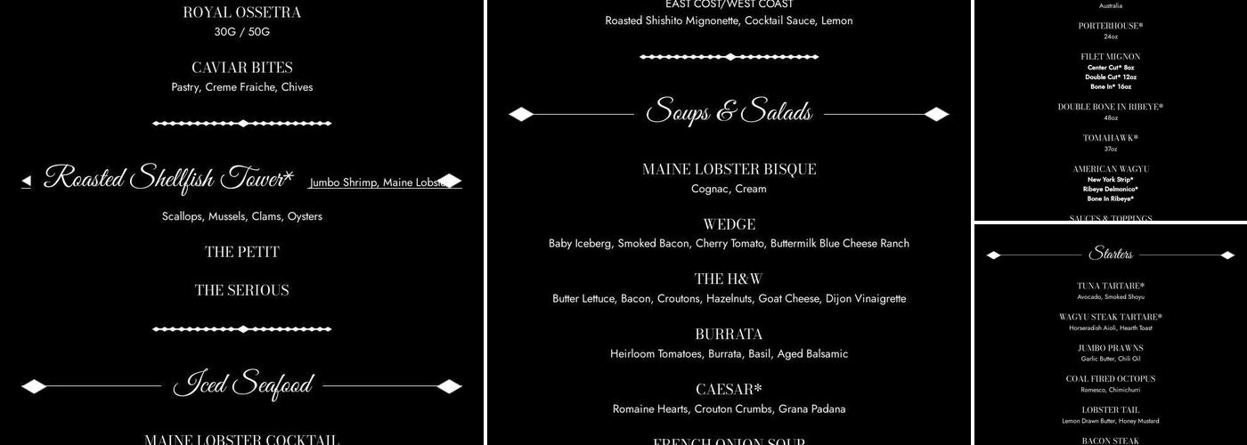 H&W Steakhouse Menu
