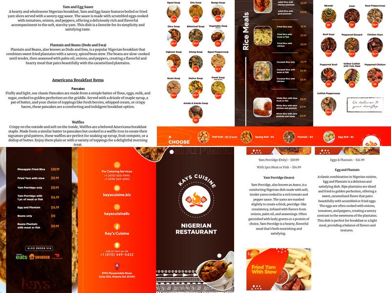 Kay's Cuisine Menu