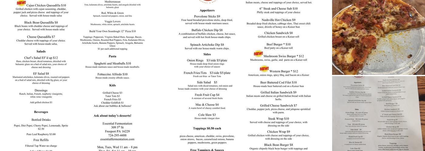Essential Fermentation Menu