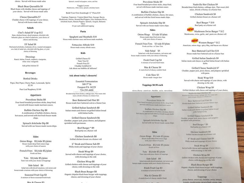 Essential Fermentation Menu