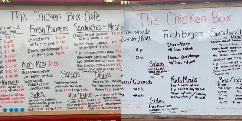 Chicken Box Cafe Menu