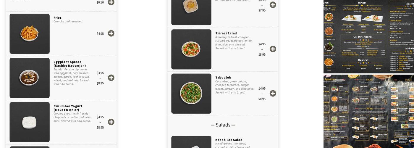 Kebab Bar Menu