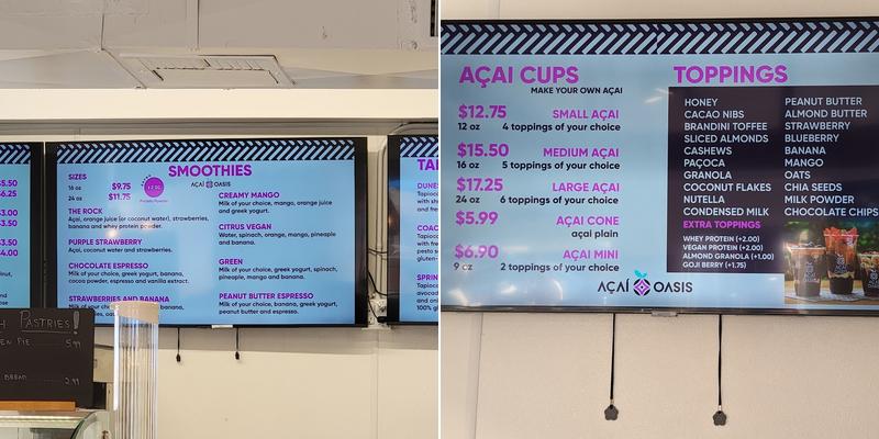 Acai Oasis Menu