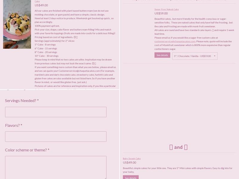 Chaqueta Cakes: Bakery Menu