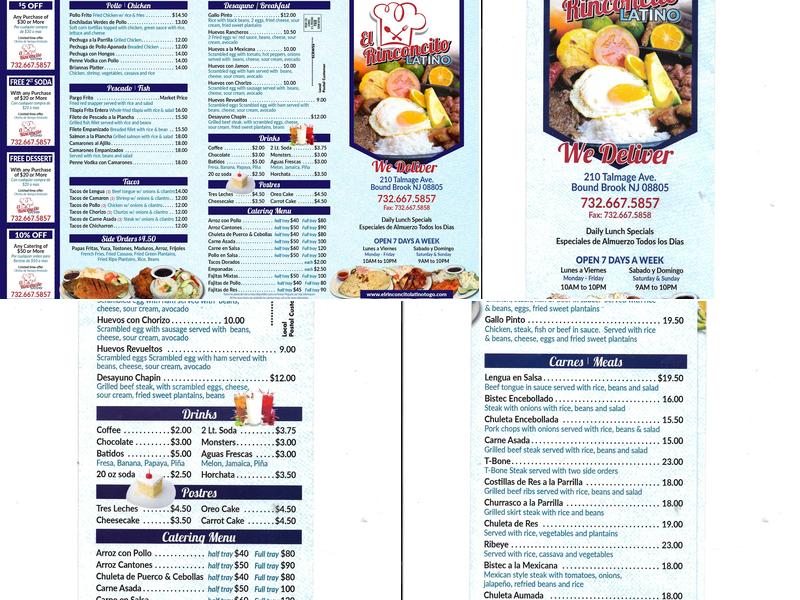 El Rinconcito Latino Menu