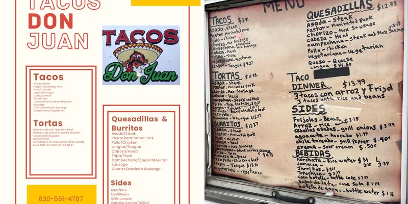 Tacos Don juan Menu