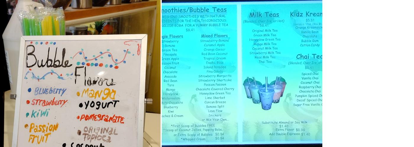 Bubble Tea Menu