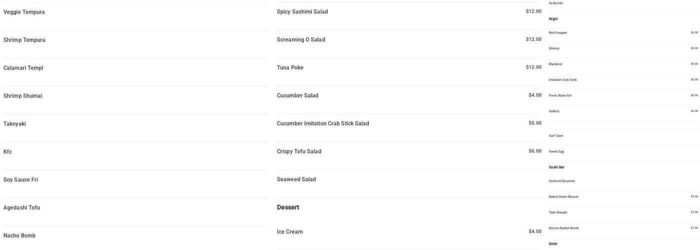 Top Sushi & oyster Menu