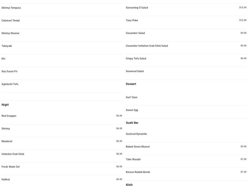 Top Sushi & oyster Menu