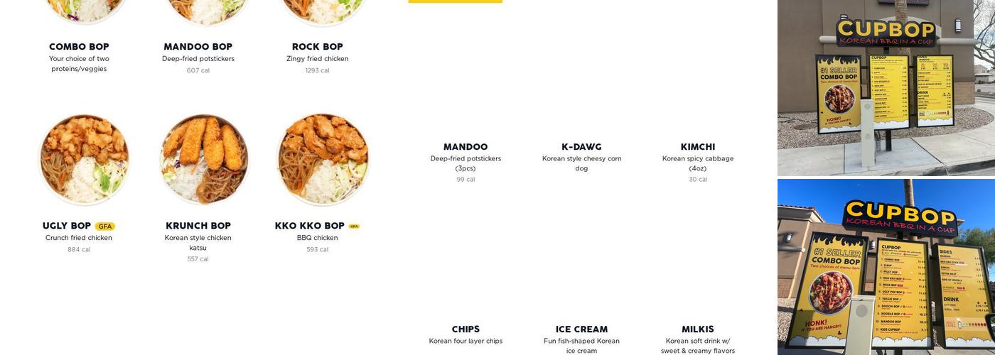 Cupbop - Korean BBQ in a Cup Menu