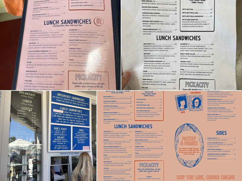 Bub and Grandma's Restaurant Menu