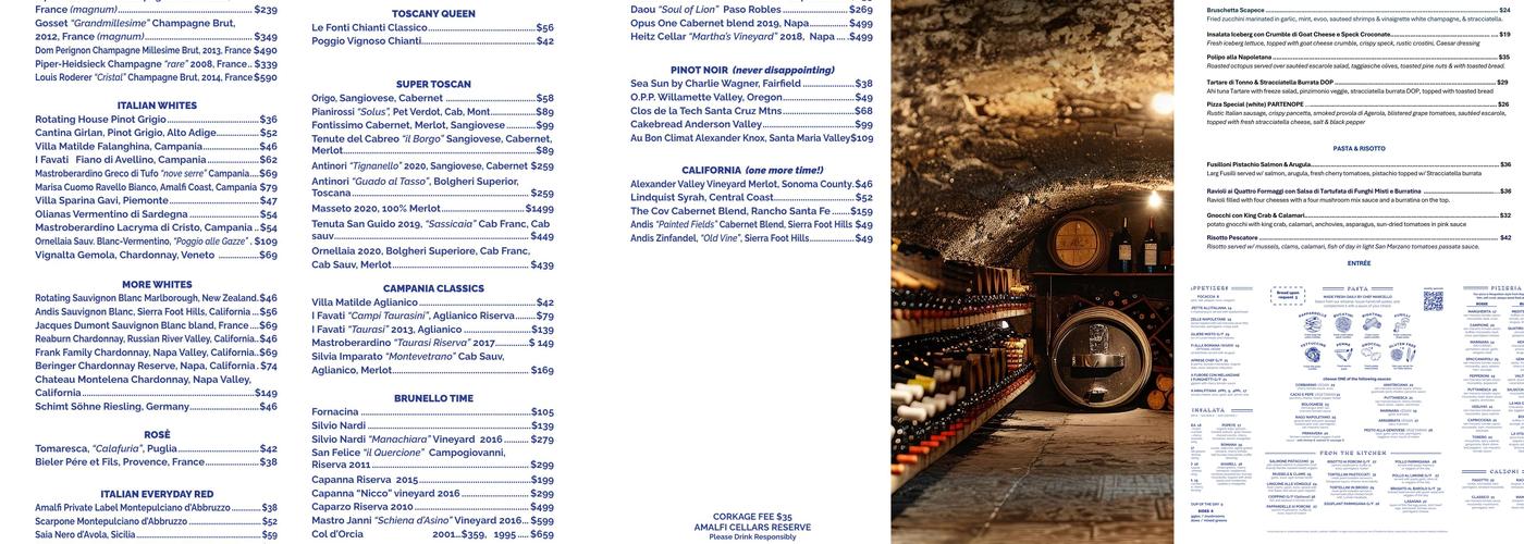 Amalfi Enoteca Italiana Menu
