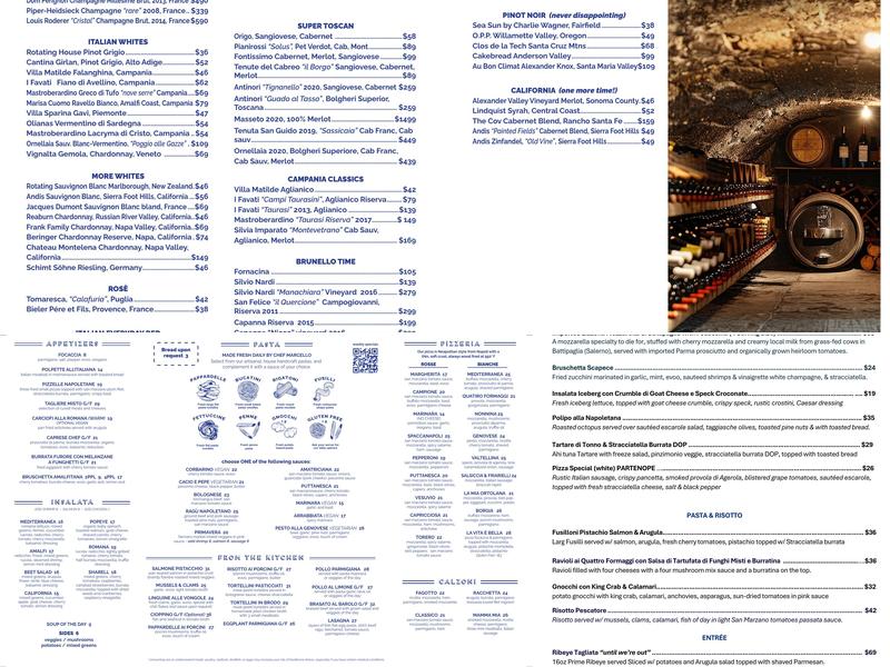 Amalfi Enoteca Italiana Menu