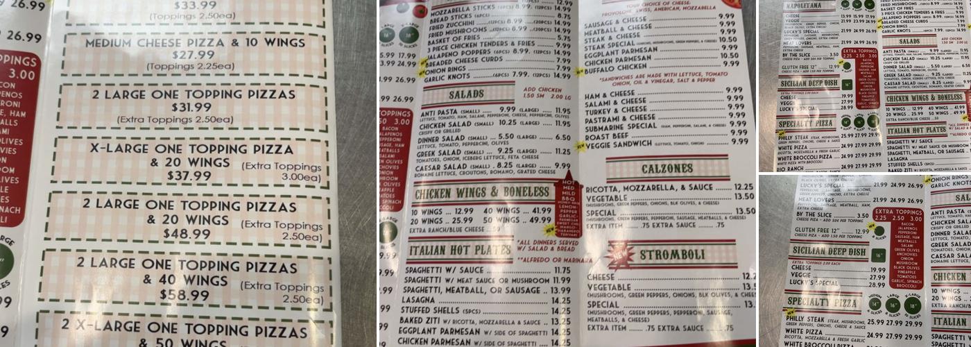 Lucky's Pizza Menu