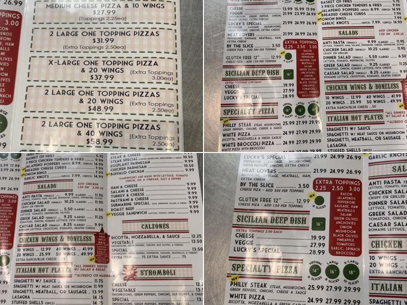 Lucky's Pizza Menu