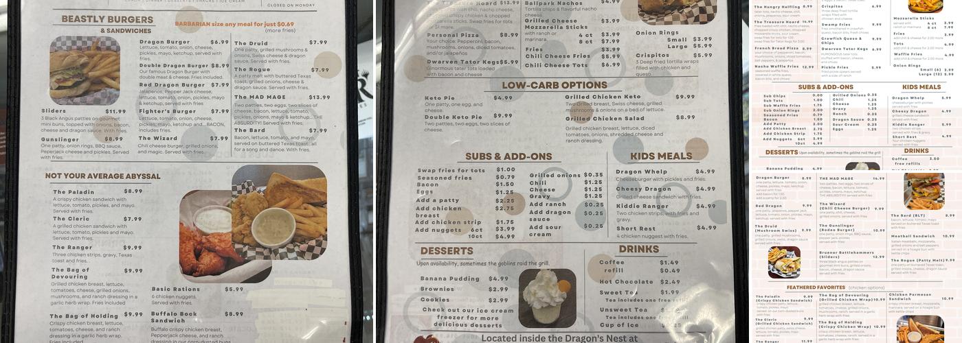 Dragon Grill Menu