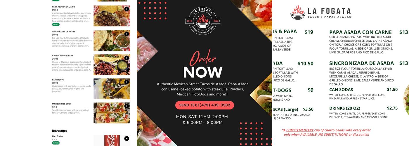 La Fogata Tacos & Papas Asadas, LLC Menu