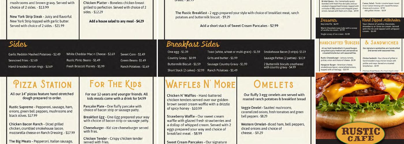 Rustic Café Menu