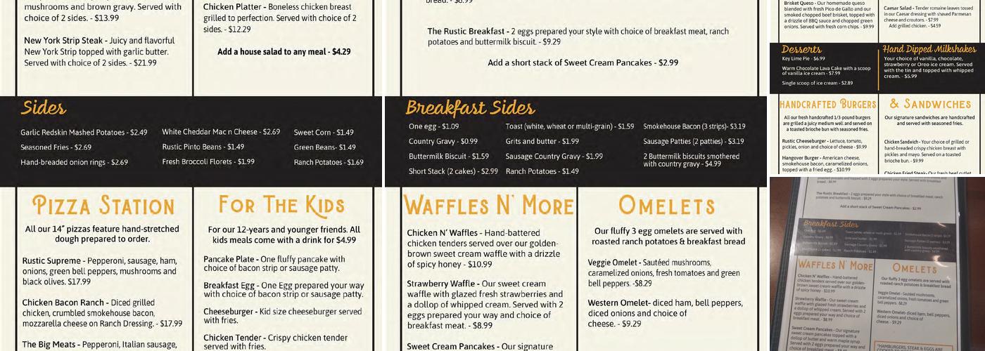 Rustic Café Menu