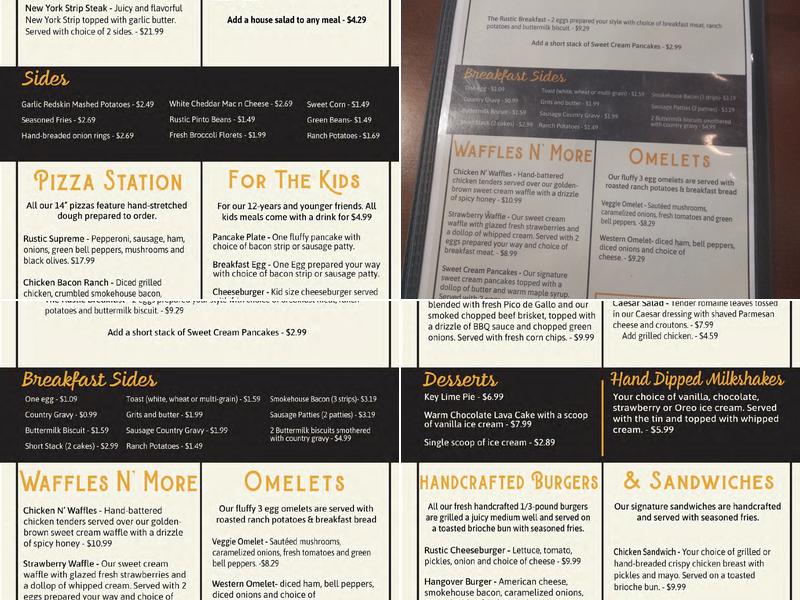 Rustic Café Menu
