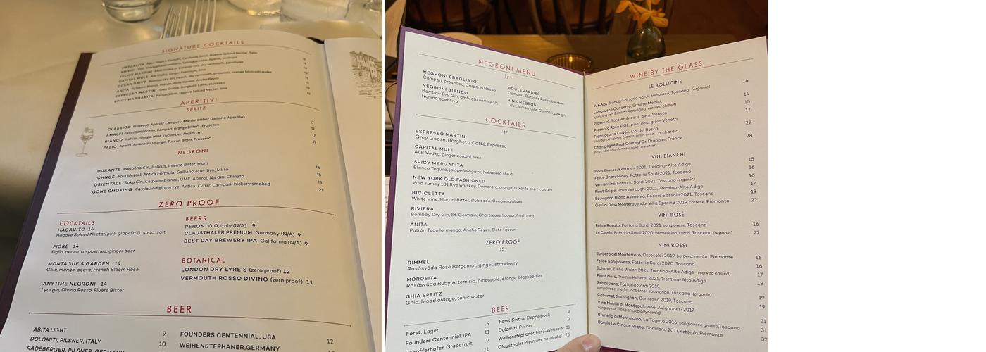 Felice on Hudson Menu