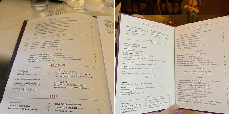 Felice on Hudson Menu