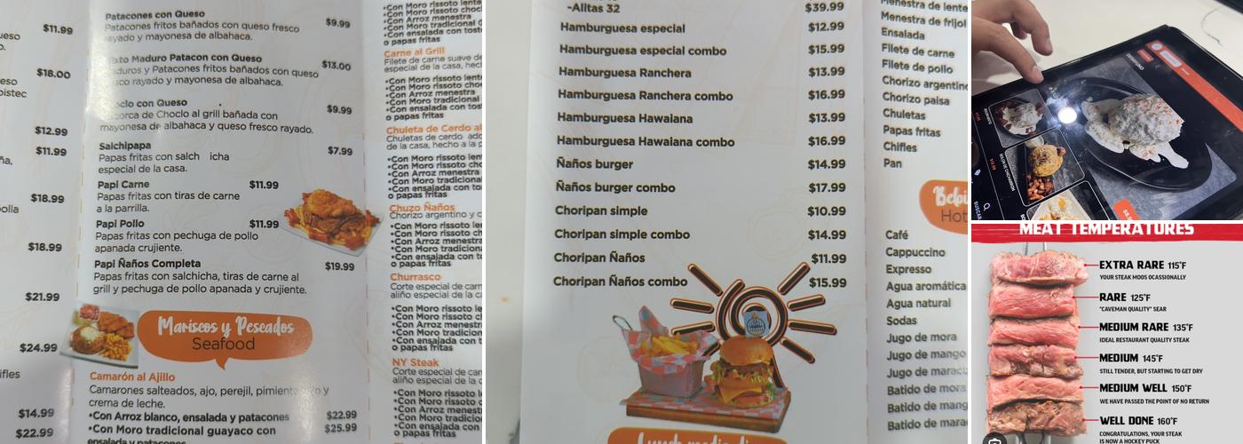 Ñaños593 Restaurant & Grill Menu